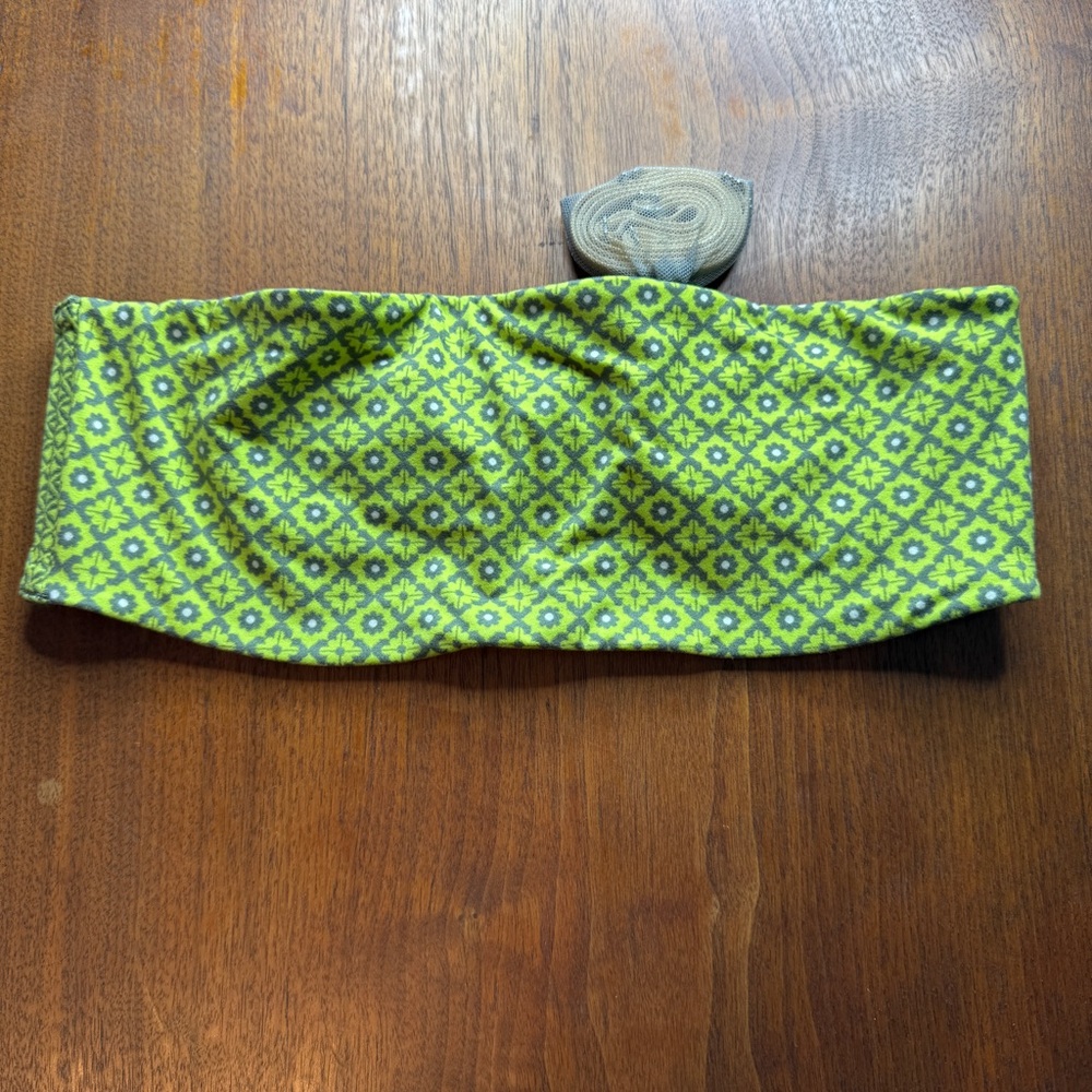 Aerie Green and Gray Patterned Tube Swim Top